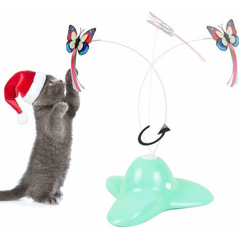 Jouet interactif pour chat d'intérieur avec papillon rotatif à 360° (vert) (1/5)