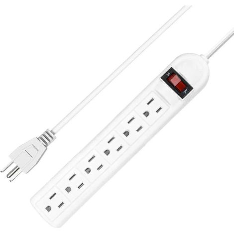 Multiprise à 6 prises avec cordon de 2 m, prise américaine, pour usage résidentiel et commercial (1/3)