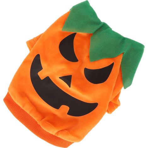 T-shirt d'Halloween pour chien, motif citrouille et fantômes mignons, doux et élastique, pour petits et moyens chiens et chats, orange, taille M (1/5)