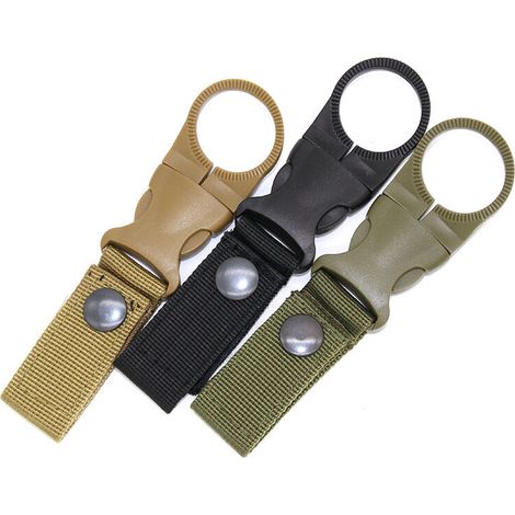 Ensemble de 3 attaches pour bouteille d'eau, sangle de suspension, crochet, clip ceinture, porte-bouteille pour le camping et la randonnée (1/5)