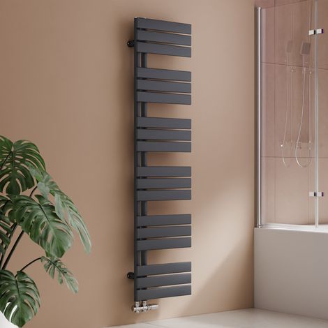 S’AFIELINA Sèche-serviettes eau chaude 684W Lateral connection Tube plat Sans vanne Anthracite 160×400mm