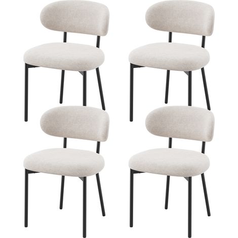 COLAMY Lot de 4 chaises de salle à manger avec dossier et pieds en métal – Chaises modernes rembourrées en tissu pour cuisine, salle à manger ou salon,beige (1/5)