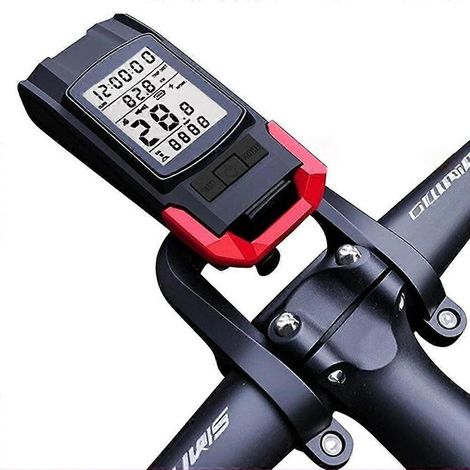 (Rouge) Ordinateur de vélo GPS sans fil 3 en 1 avec compteur de vitesse, éclairage et klaxon de 120 dB (1/5)