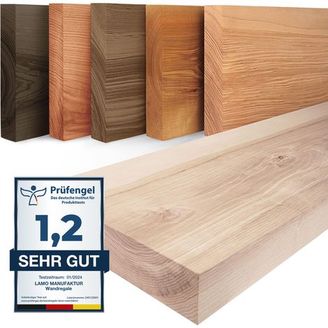 Lamo Manufaktur Wandregal Holz Gerade  Regal Farbe: Roh  Pure: ohne Montage Set  40 cm (1/5)