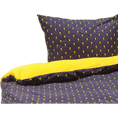 Set Copripiumino e Federa Giallo e Blu Motivo Geometrico 135 x 200 cm Wallingford
