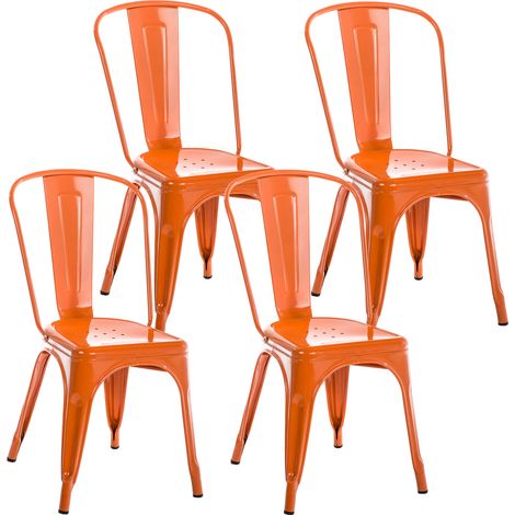 CLP – Set de 4 chaises empilables en métal – Design industriel moderne – Hauteur d'assise 44 cm – Capacité de charge 200 kg (1/5)