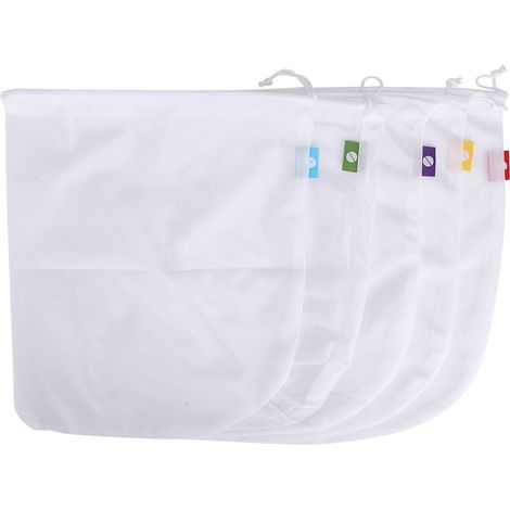 5pcs Sac de rangement, filet réutilisable pliable, cordon de serrage, pour fruits légumes voyage(Troisième trimestre : septembre) (1/5)
