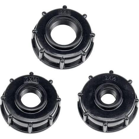 Adaptateur de réservoir de vidange IBC 3 pièces Adaptateur de couvercle de réservoir d'eau en plastique en S60 x 6 Raccords d'adaptateur IBC Robinets à filetage épais 1/2 3/4 1 pouce Noir (1/4)