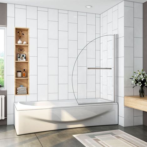 80x150cm Badewannenaufsatz Badewanne Drehwand duschabtrennung Dusche 8mm Nano ESG Glas (1/5)