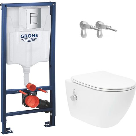 Pack bâti-support Grohe Rapid SL + WC japonais suspendu sans bride SAT avec abattant SoftClose + Plaque (GRRSTFUWR01-FR) (1/5)
