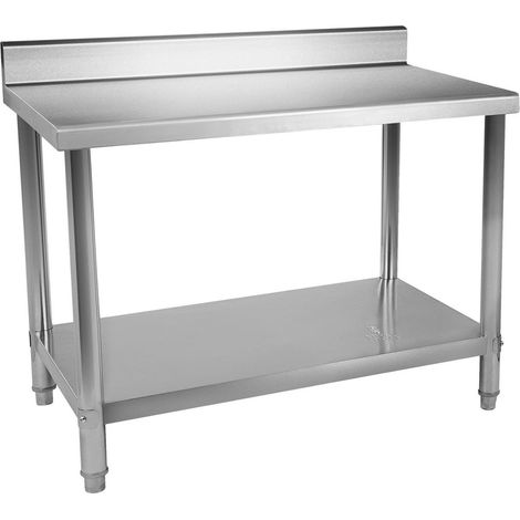 Table de travail inox avec dosseret 150 x 60 cm capacité de 159 kg (1/3)