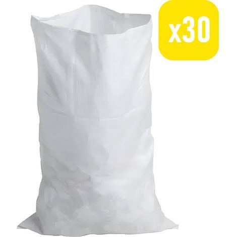 Reno - 30 günstige weiße Bauschuttsäcke, hochfest, 60 kg - wiederverwendbar für Garten- und Bauabfälle