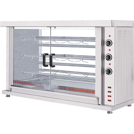 Rôtissoire à poulets électrique avec éclairage, 3 broches pour 12-15 poulets 1320x460x860 mm - VIRTUS