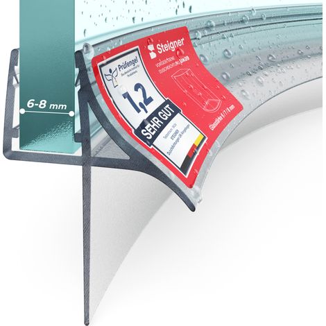 STEIGNER Duschdichtung, 80cm, Glasstärke 6/7/ 8 mm, Vorgebogene PVC Ersatzdichtung für Runddusche, UK09