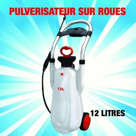 Pulvérisateur sur roues 12 litres – Lance télescopique 33 cm – Pression de travail 0,3 MPa – Débit 0,32 à 0,36 L/min – Outiror