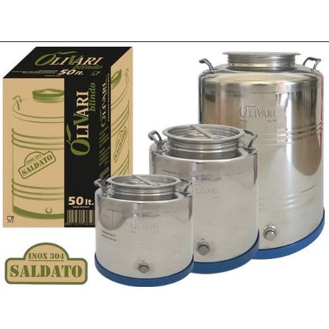 BIDONE FUSTO CONTENITORE IN ACCIAIO INOX OLIVARI BLINDO LT.15