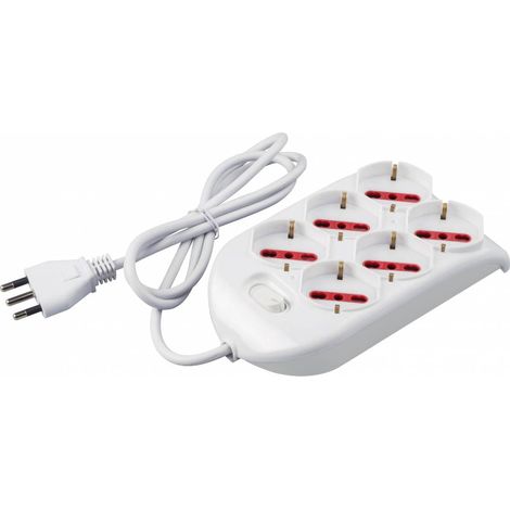 Multipresa 6P Bipasso - Schuko + Interruttore - Rs94124