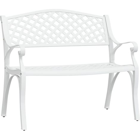 Panca da giardino mobili da giardino per esterni terrazza 102 x 50 x 83 cm alluminio pressofuso bianco 020011145