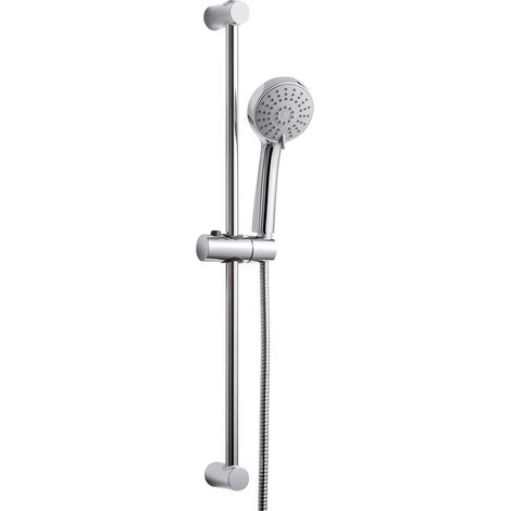 Colonne de Douche sans Mitigeur Barre Douche en Acier Inoxydable de 70 cm avec Flexible de 1.6 m Pommeau de Douche (3 Modes 100 mm) et Support Ensemble de Douche pour Salle de Bain Chrome (1/5)