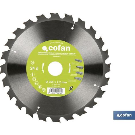 Disque à onglet Ø250 x 30mm, 24 dents