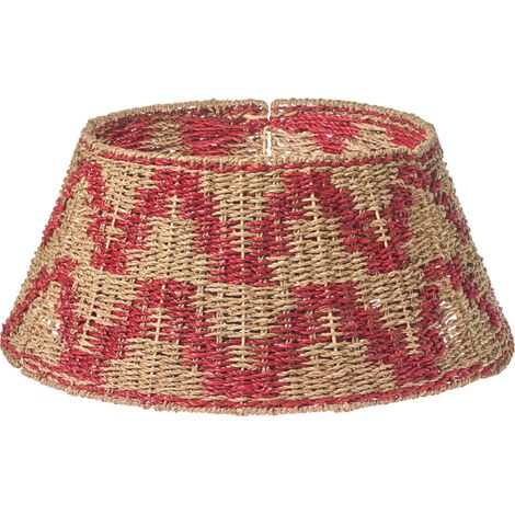 Base de árbol de Navidad de algas marinas ⌀ 60 cm hecho a mano redondo accesorios decoración natural con rojo Glace