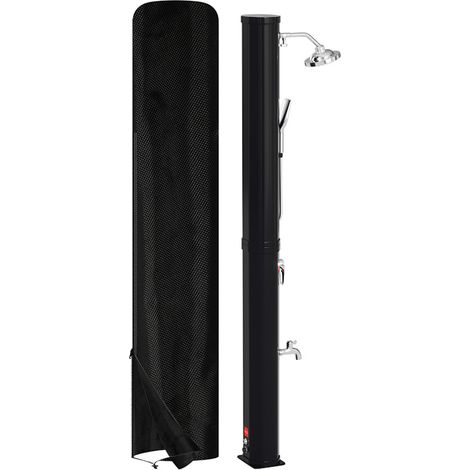 TolleTour Douche Solaire d’Extérieur 60L, 226cm Douche de piscine Incluse Housse de protection& douchette Température max. 60°sans raccordement électrique-Noir