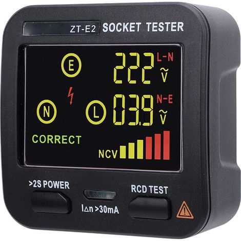 Testeur de prise écran LCD couleur détection de fuite test fil neutre et phase réceptacle (1/5)