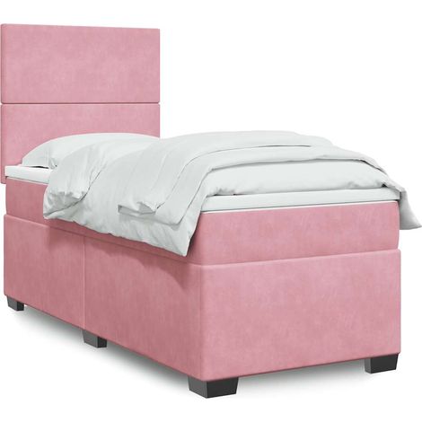 Giroletto a Molle con Materasso Rosa 90x190 cm in Velluto vidaXL (1/5)
