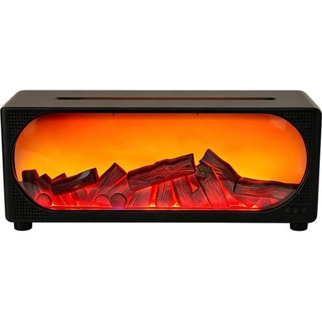 Humidificador，Difusor de aromas con efecto de llama realista 5D，Altavoz Bluetooth inalámbrico，450 ml con control remoto，Negro (1/5)