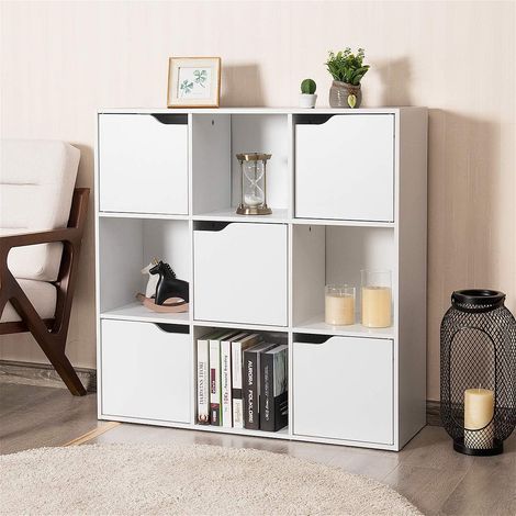 Costway – Bibliothèque de rangement 5 cubes avec portes – Dimensions 90 x 29 x 90 cm – Panneaux de particules – Design peu encombrant pour petits espaces (1/5)