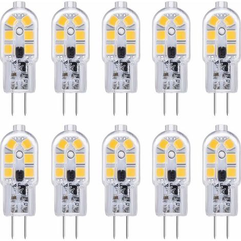 Ampoule LED G4 , Ampoule G4 LED 12V 2W Blanc Froid 6000K, 200LM, Équivalent Halogène G4 Bi-pin 10W 20W, LED Lampe G4 12V AC/DC pour Camping Car/Hotte Cuisine, non-dimmable, lot de 10