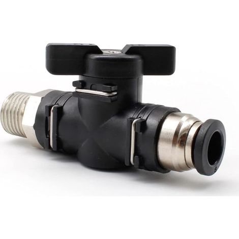 Raccord Pneumatique 8MM,Connecteur Pneumatique avec Filetage Extérieur,Robinet à Boisseau Sphérique Pneumatique en Laiton 1/4" 8MM,Peut Contrôler L\'ouverture et la Fermeture du Fluide (1/5)