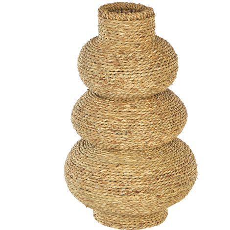 Jarrón decorativo para flores artificiales cuerda de algas marinas estilo natural claro Marang