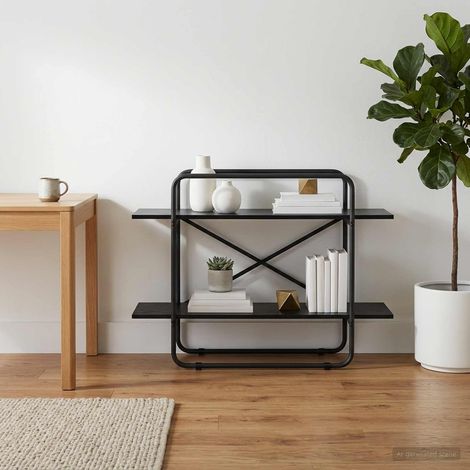 vidaXL Bookshelf 2-Tier 100 x 35 x 70 cm PB Black Oak (1/5)
