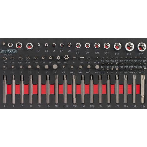 Module - KS TOOLS - 713.5010 - Module d'embouts de vissage et douilles Torx - 88 pieces (1/4)