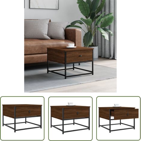 The Living Store Couchtisch Braun Eichen-Optik 51x51x40 cm Holzwerkstoff - Couchtisch - Wohnzimmerstil - Eiche Optik - Holztöne - Holzwerkstoff Möbel (1/5)