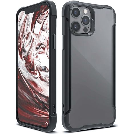 Cover custodia compatibile 12 PRO MAX 6.7" trasparente cornice nera rigida (1/4)