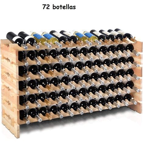 COSTWAY Estante de Vino para 72 Botellas Botellero de Madera Sostenedor en Bodega Bar Hogar