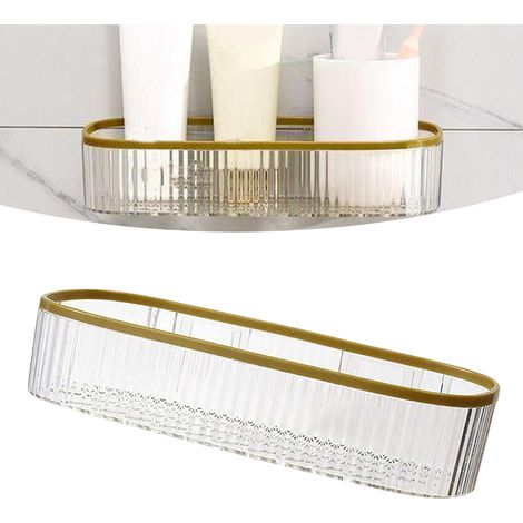 Transparenter Wandorganizer ohne Perforationen für Bad, Küche und Wohnzimmer – 24,5 cm, strapazierfähiger Kunststoff, durchscheinend weiß (1/5)