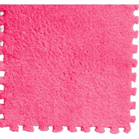Carreaux de tapis de sol en peluche 10pcs Puzzle Puzzle Floor mousse carreaux de mousse puericulture pouf Violet Rose (1/4)
