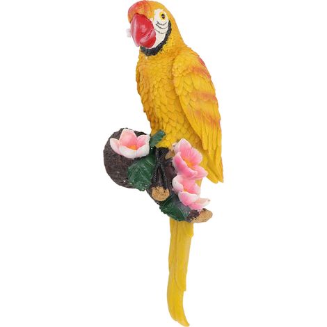 Sculpture de perroquet en résine, figurine d'oiseau demi-visage, sculpture suspendue pour mur, arbre, salon, balcon, jardin, jaune (1/5)