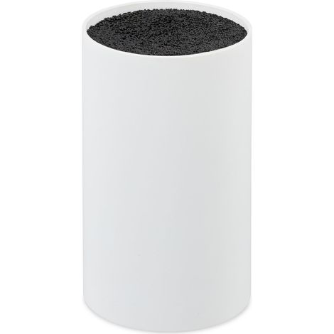 Relaxdays Empty Knife Block with Bristles, Holder for up to 8 Pieces, Versatile, HD 18x11 cm, Black-White