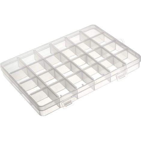 Boîte de rangement pour composants sourcing map - PP 24 compartiments fixes transparent blanc 193 x