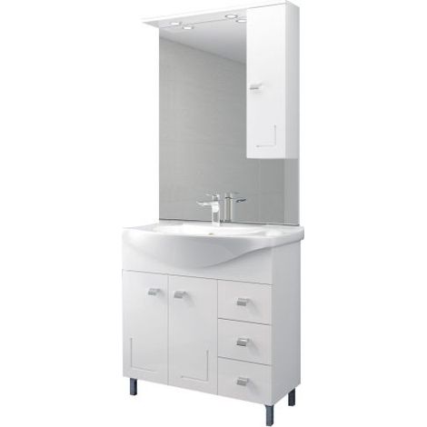 Mobile bagno bianco 'eva' completo con lavabo 83 cm specchio e colonna - Salone (1/3)