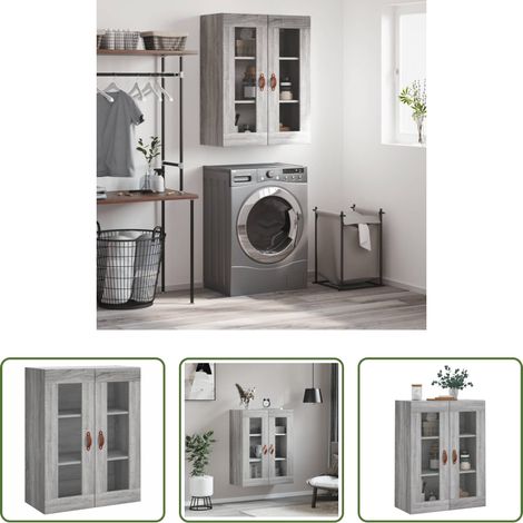 Holzschrank - Wandschrank Grau Sonoma 69,5x34x90 cm (1/5)