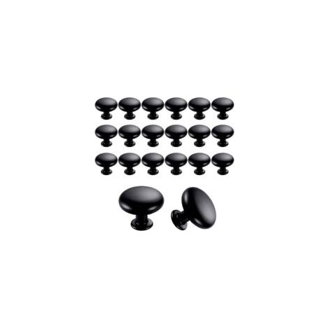 Set di 20 maniglie per porte a foro singolo, maniglie per cassetti da 30 mm, maniglie vintage per mobili per cassetti e armadi (nere) (FMY)-Crezuo