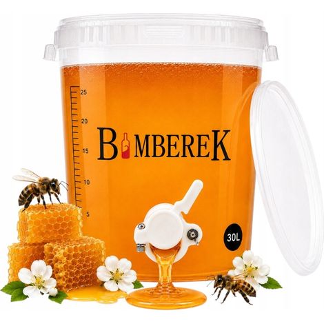 Récipient décanteur à miel, seau à miel avec valve, qualité alimentaire, 30 litres (1/5)