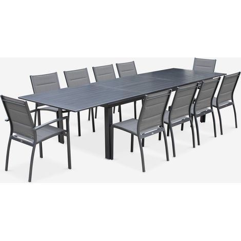 Mesa de jardín extensible de aluminio con 10 sillas (1/5)