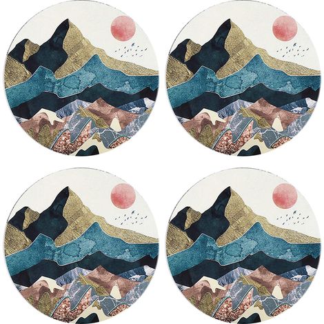 Dessous de verre modernes en céramique effet marbre, ventouses avec support, ensemble de dessous de verre en céramique à motif marbre bleu avec base en liège, décoration pour la cuisine, le bar ou le 