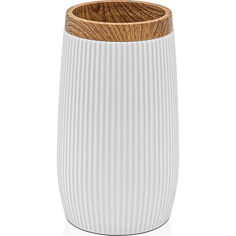 Porta spazzolino da denti Bianco dettagli effetto legno Blob (1/4)